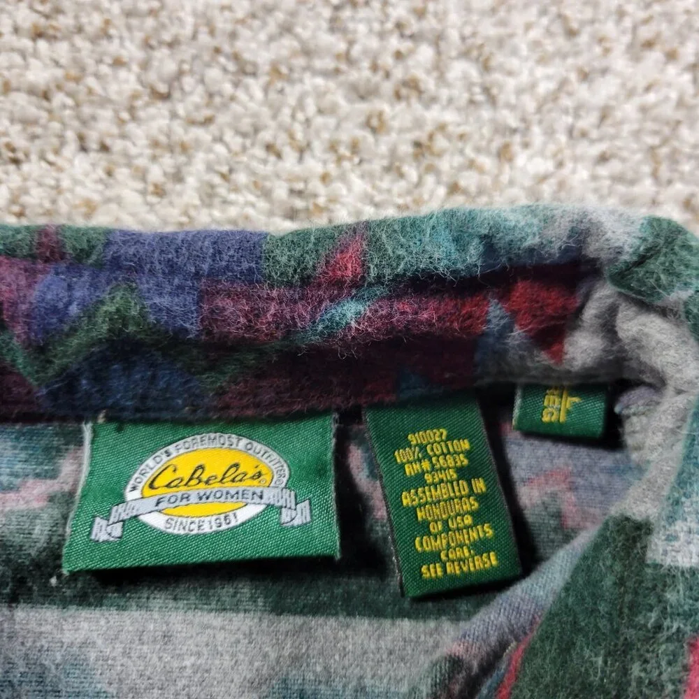 Cabela's Flannel Shirt Womens Large Multicolor Long Sleeve Aztec Southwestern - Picture 2 of 7